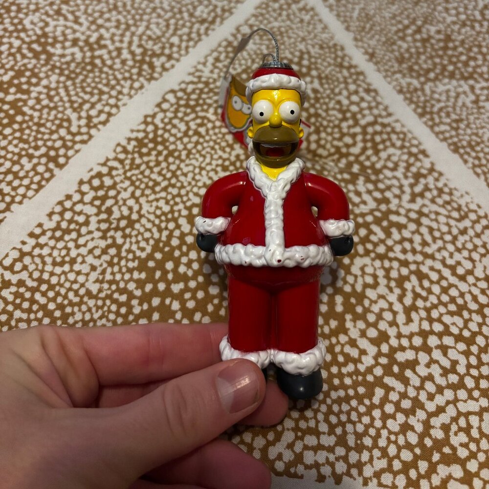 The Simpsons Santa Homer Simpson Ornament w/ Decoupage Finish NWT